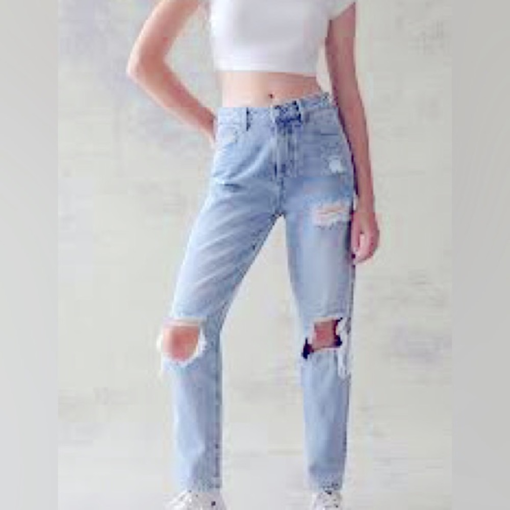 PacSun Eco Light Blue Distressed Mom Jeans